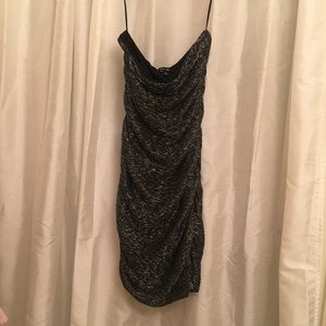 Express mini strapless black and silver dress